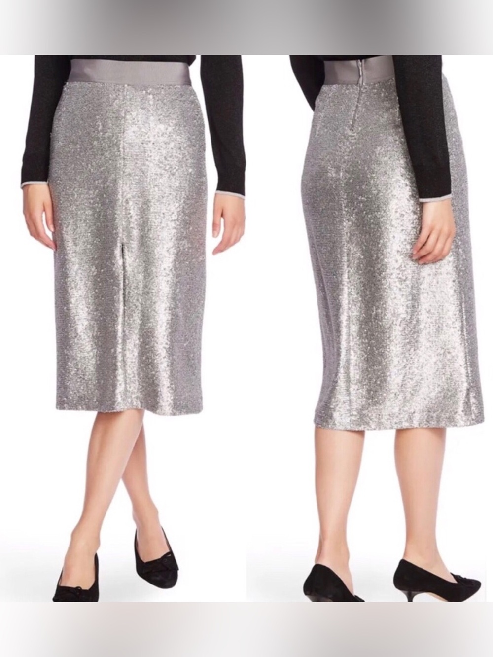 Court & Rowe Size 8 Silver Gray Career Cocktail Formal Sequins Pencil Skirt